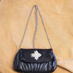 Brighton leather crystal crossbody purse black